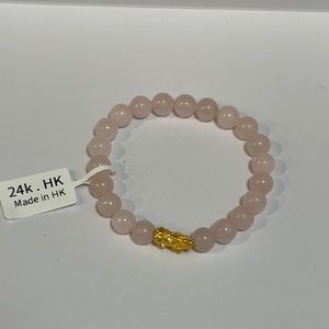 24k Gold Piyao w/ rose quartz stone bracelet